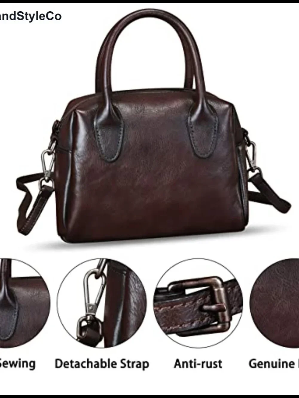 Genuine Leather Handbag for Women Leather Top Handle Purse Retro Handmade